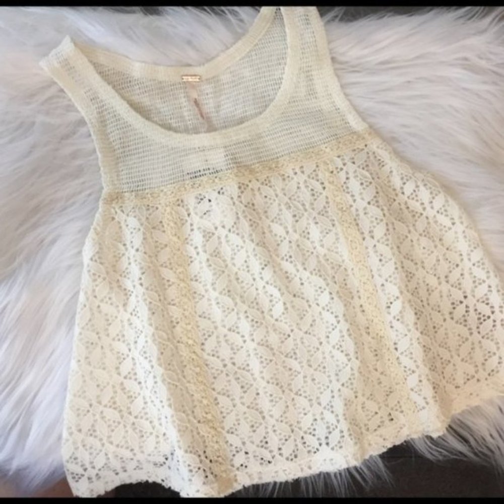 Free People NWT XS White Sleeveless Flounce Top